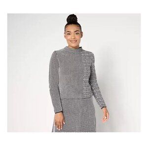 NIC ZOE Pixel Knit Sweater Size XL Cream Multi Pullover A662019